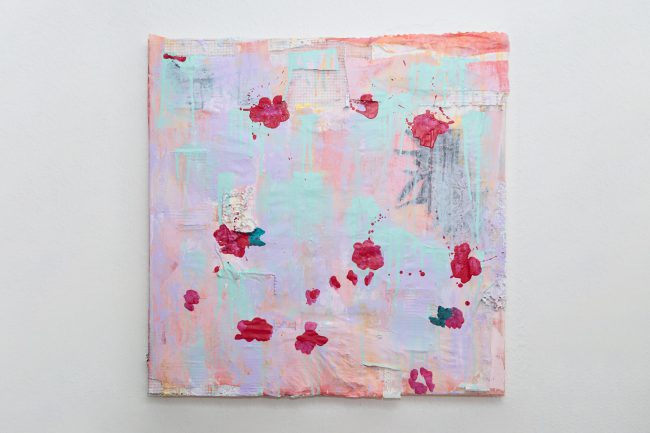 "Just a little flower III", 2025, acetone papers on aluminium, acrylic paint