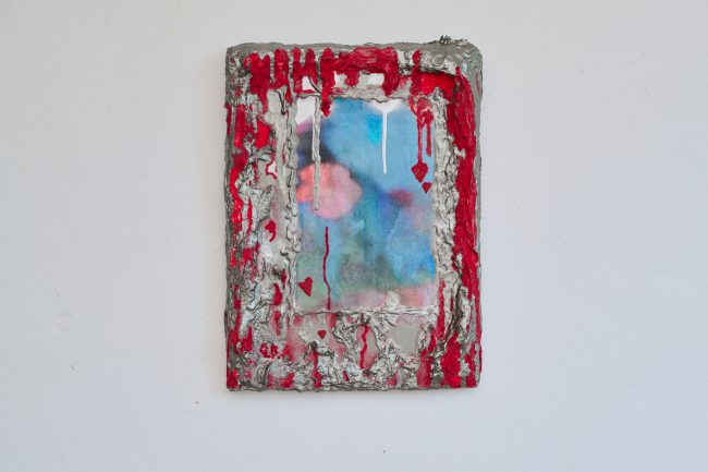 Assemblage, 2025, acetone papers on aluminium, acrylic paint